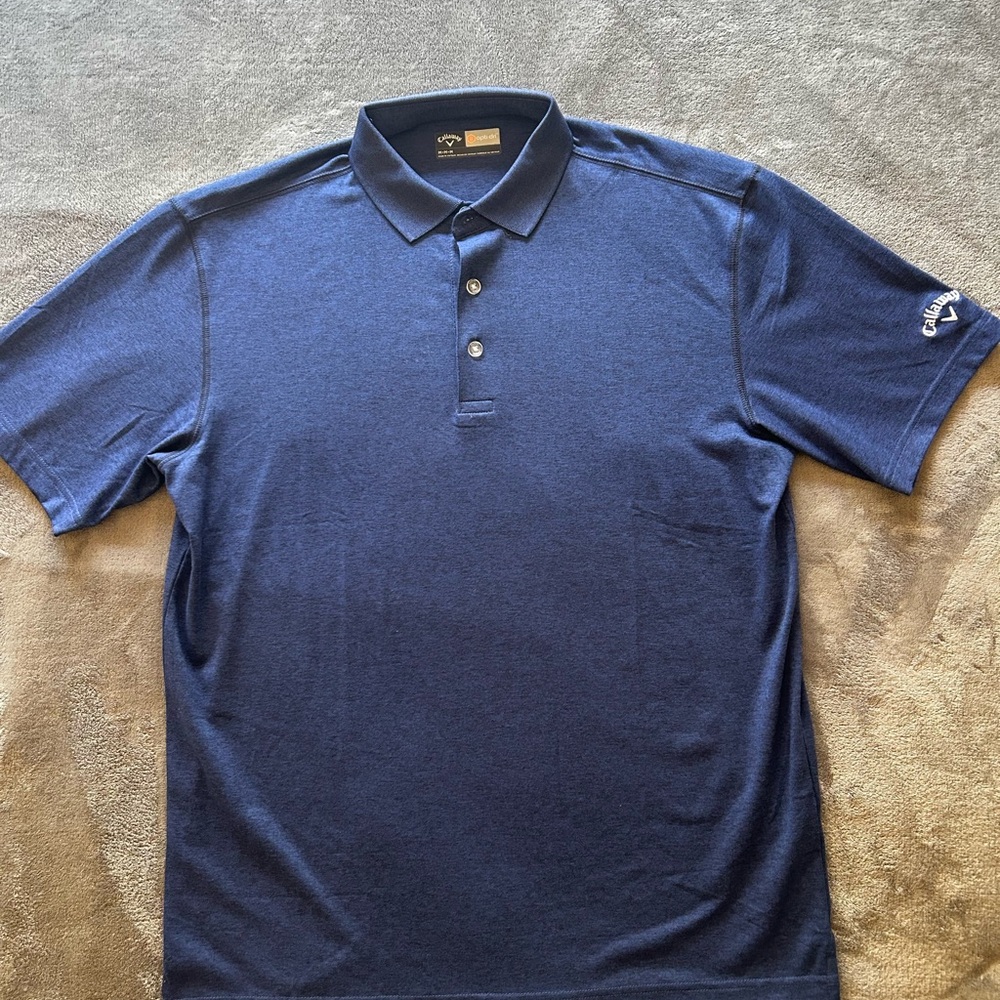 Callaway Opti Dri Men's Short Sleeve Navy Medium Golf Polo Shirt Sports Ball Tee